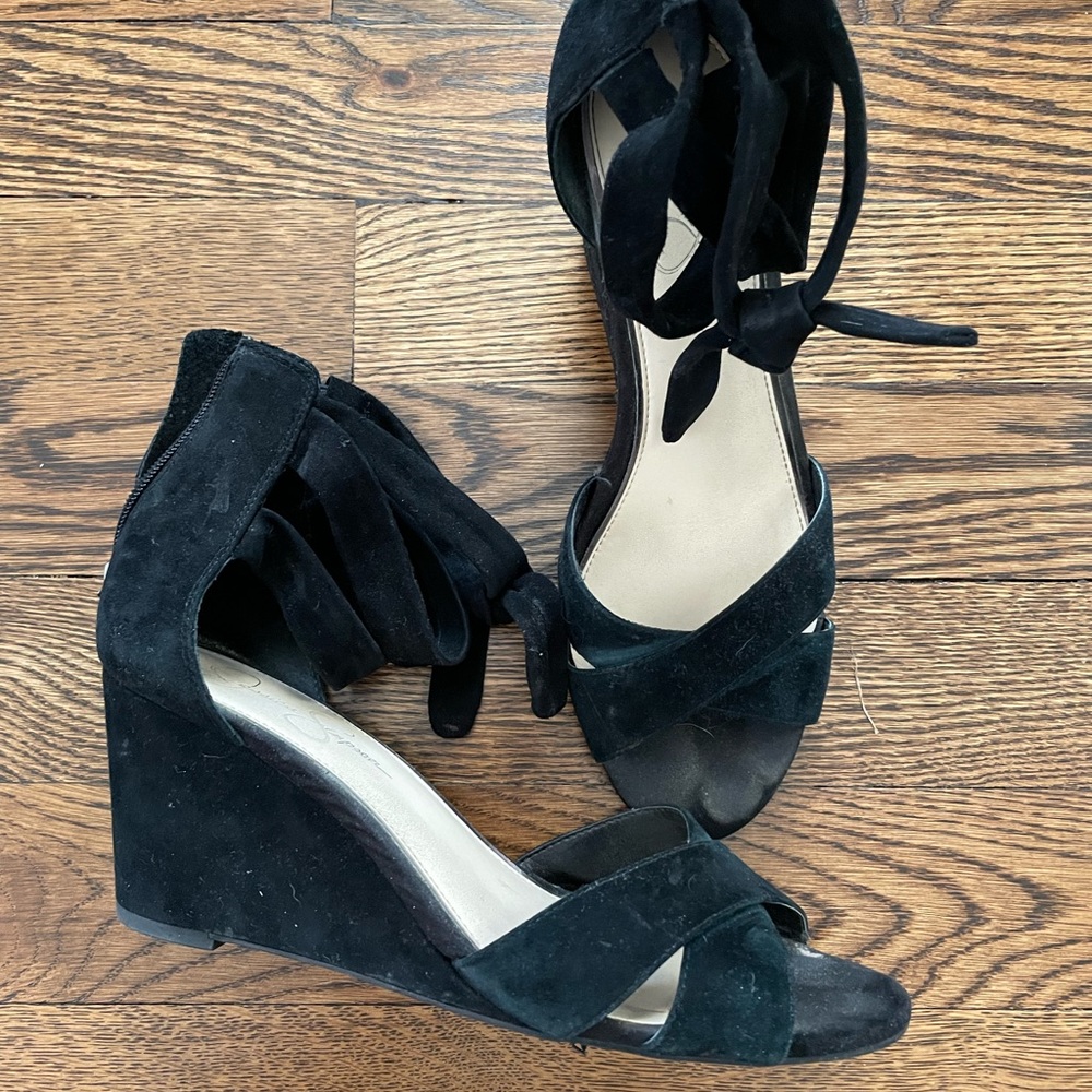 Jessica Simpson Black Wedge Heel with ankle strap